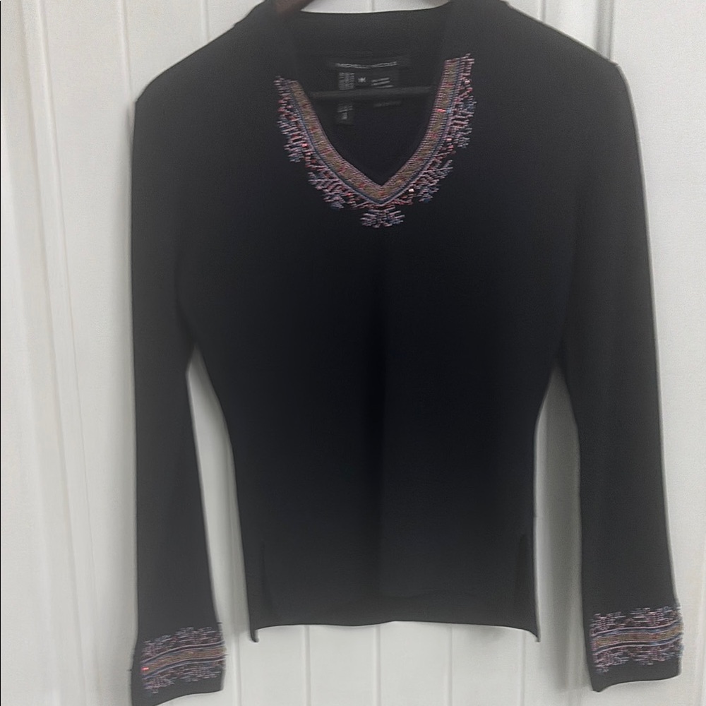 MICHELLE NICOLE Black Embellished Women's Top